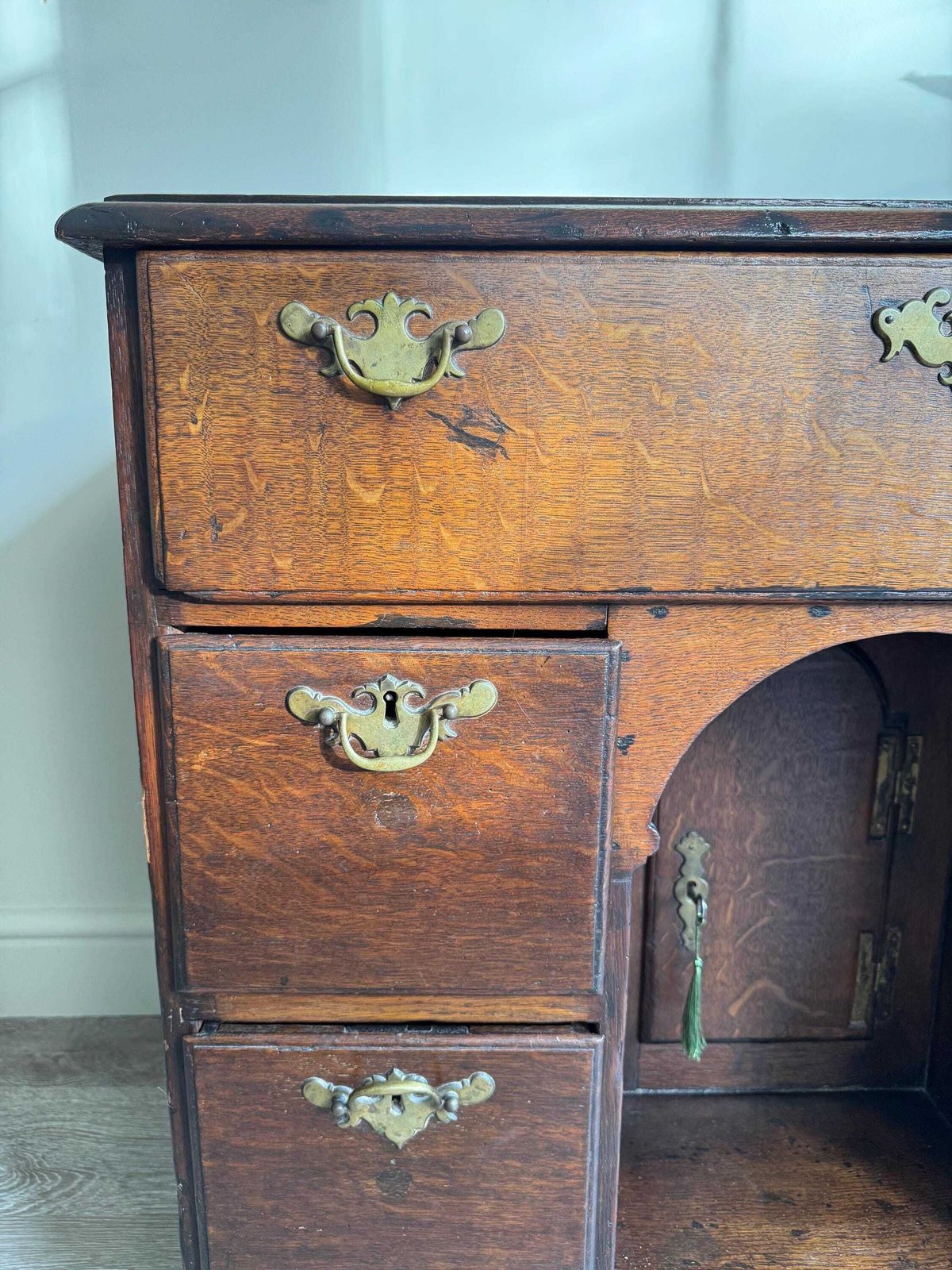 495.0 Antique Oak 18th Century Kneehole Desk Solid Wood With Cupboard   Traditional Office photo
