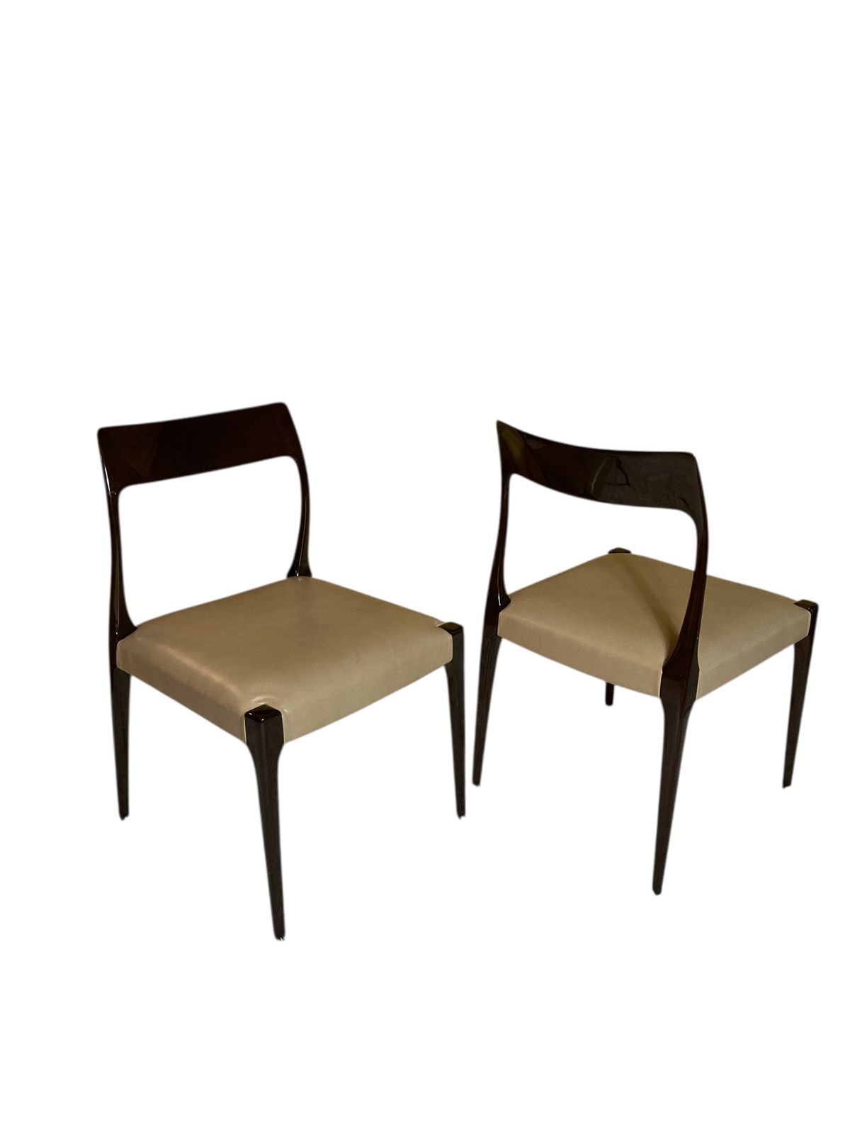 Set Of Two Mid Century Style Laskasa Karen Laquered Dining Chairs photo vinterior