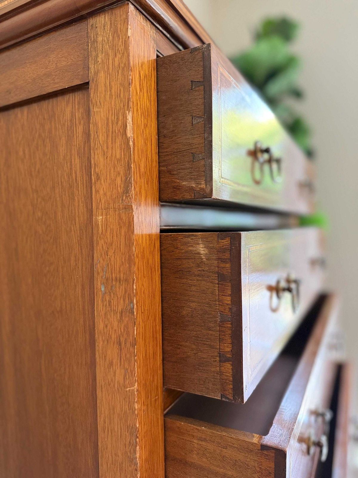 Vintage 1920s Linen Chest Of Drawers: Mid Century Bedroom Storage Cabinet photo Furniture