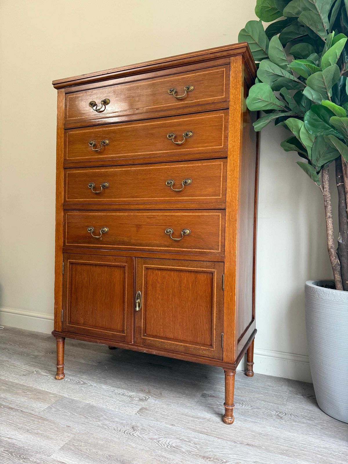 photo for sale Vintage 1920s Linen Chest Of Drawers: Mid Century Bedroom Storage Cabinet