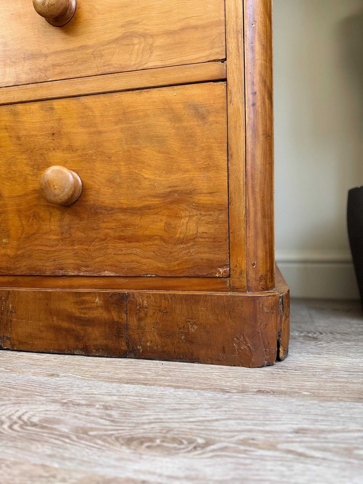 Furniture Antique Chest Of Drawers Solid Wood Vintage Furniture Satinwood Blonde photo