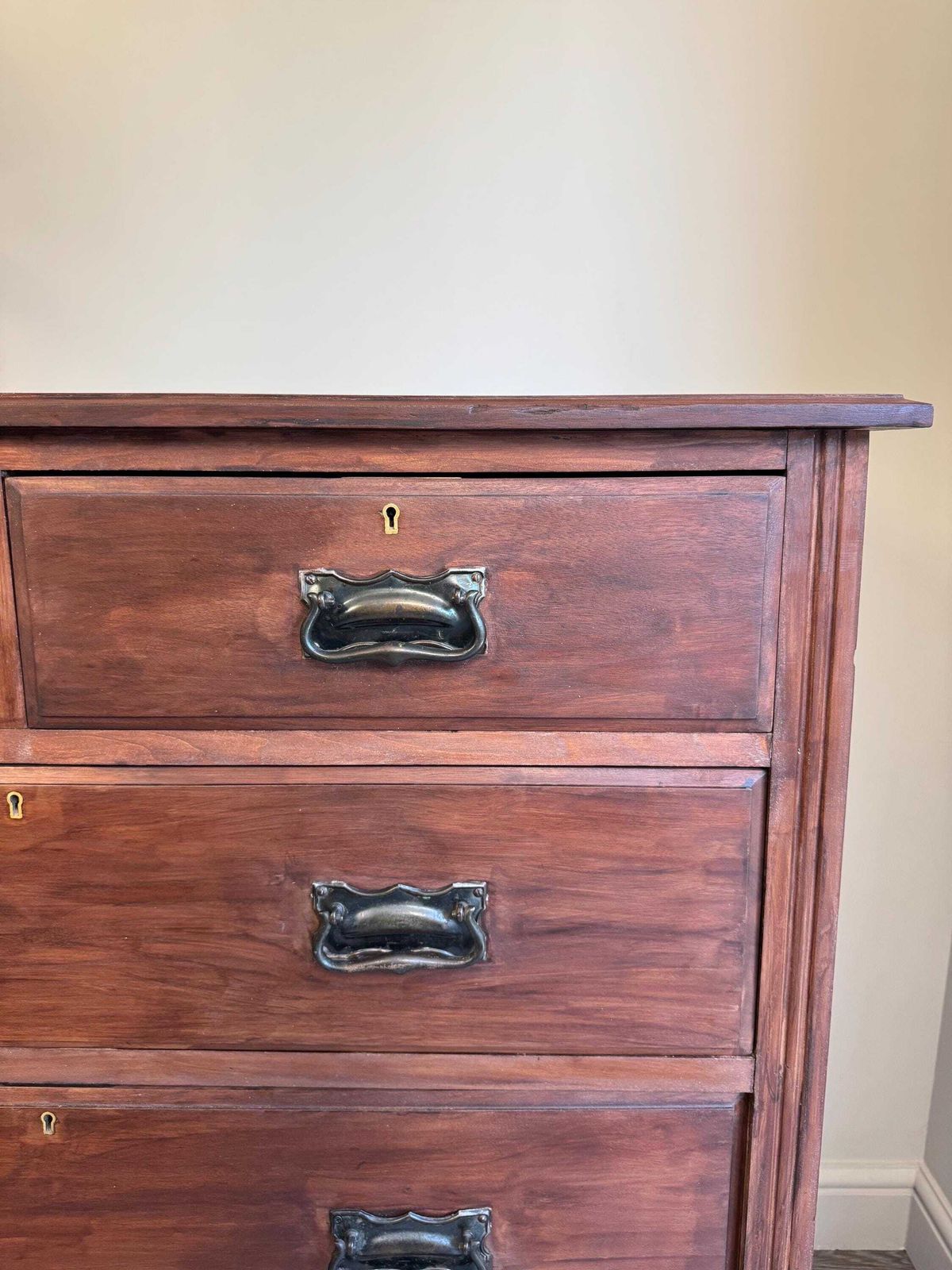 Solid Wood Antique Chest Of Drawers: Large 5 Drawer Dresser With Metal Handles photo buy