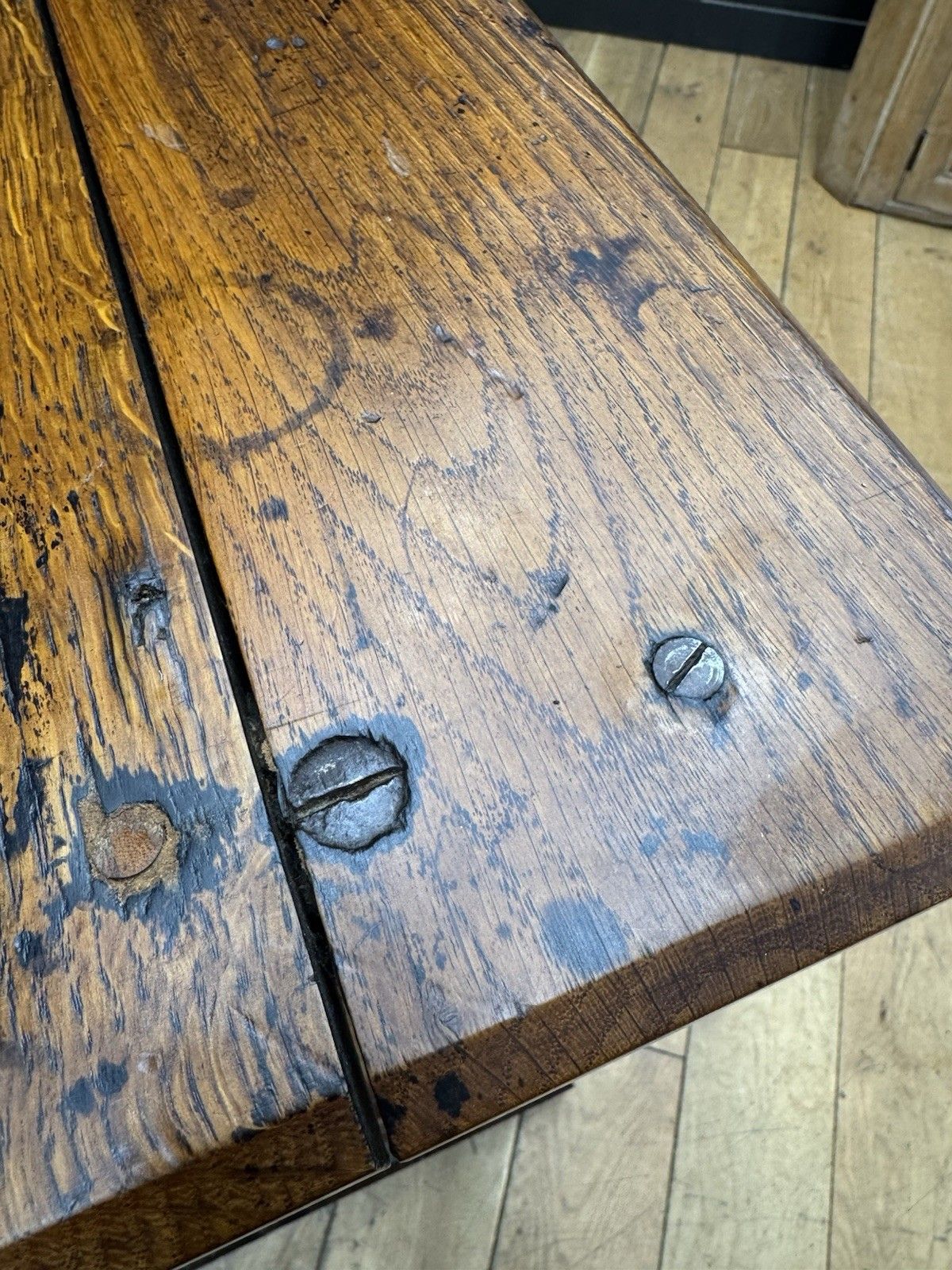 Antique Oak Sideboard Cupboard Arts & Crafts Gothic Church Chapel 180cm photo for sale