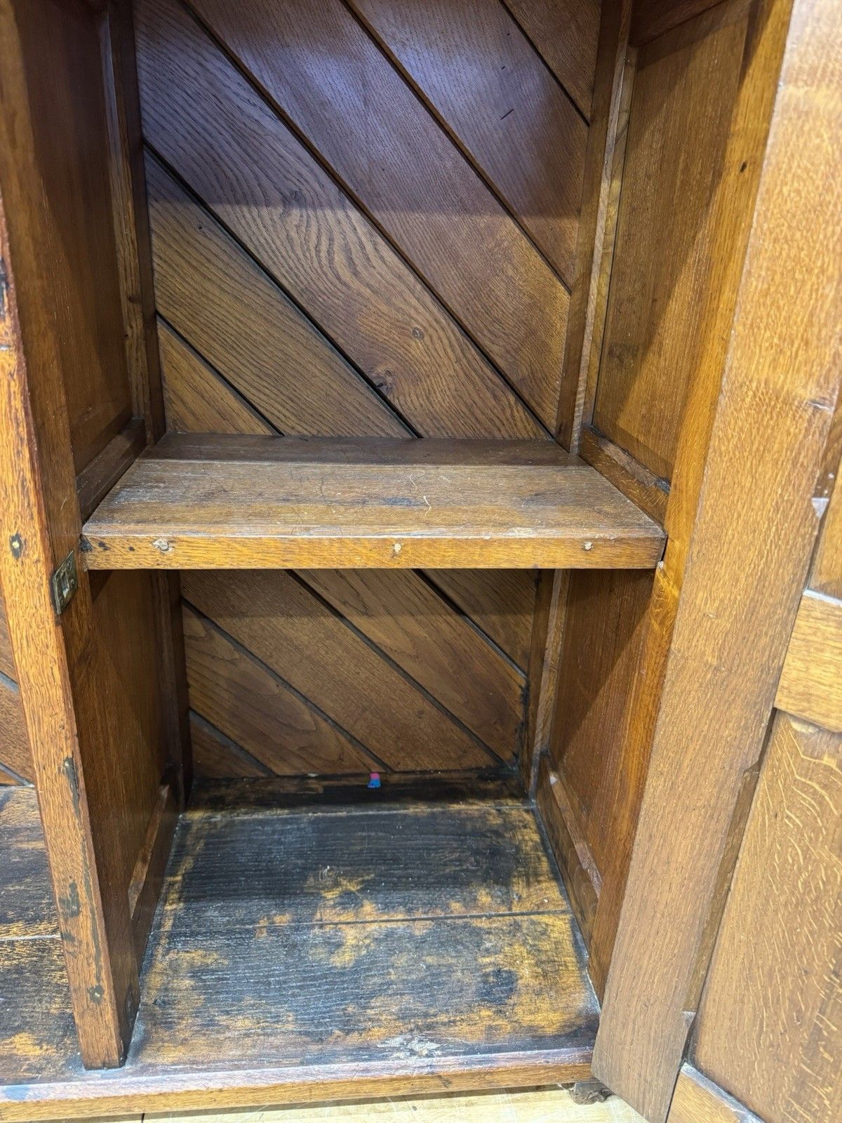 photo buy Antique Oak Sideboard Cupboard Arts & Crafts Gothic Church Chapel 180cm