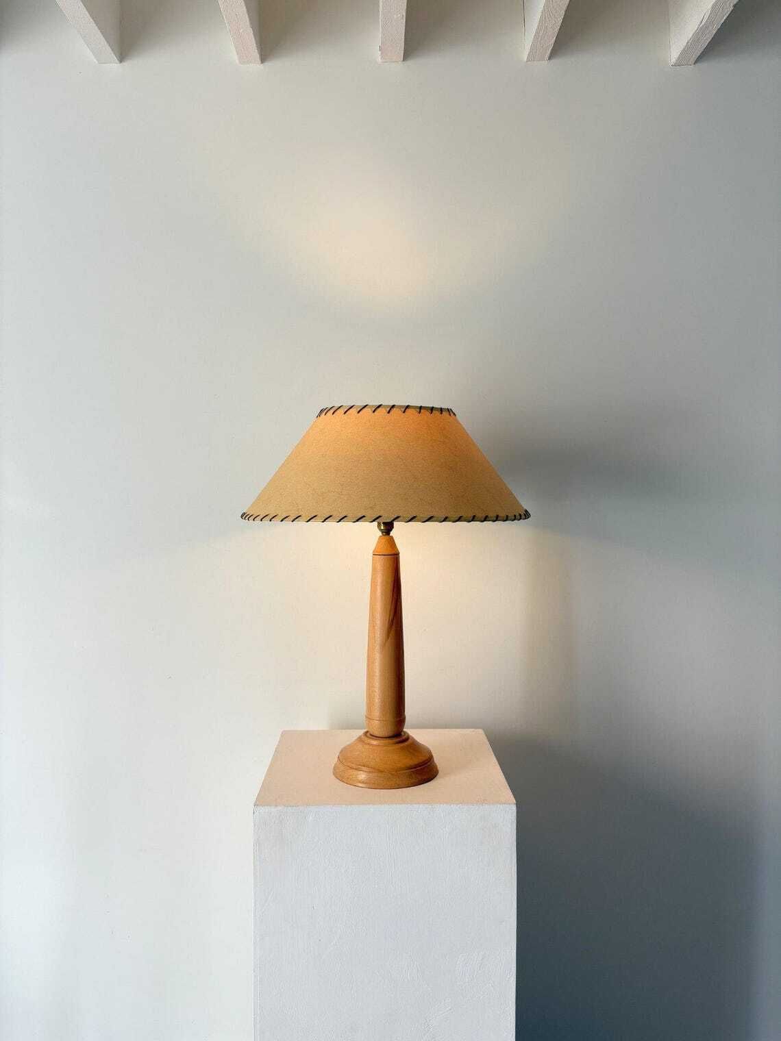 Minimalist Turned Wood Lamp Mid Century Rewired And Pat Tested photo furniture