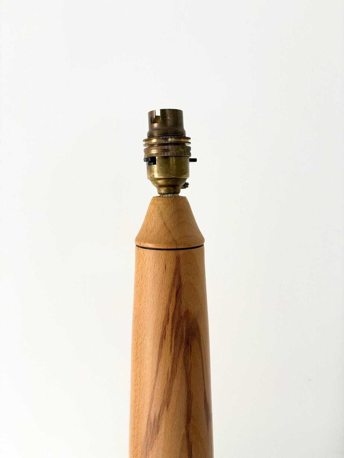 Minimalist Turned Wood Lamp Mid Century Rewired And Pat Tested photo vinterior