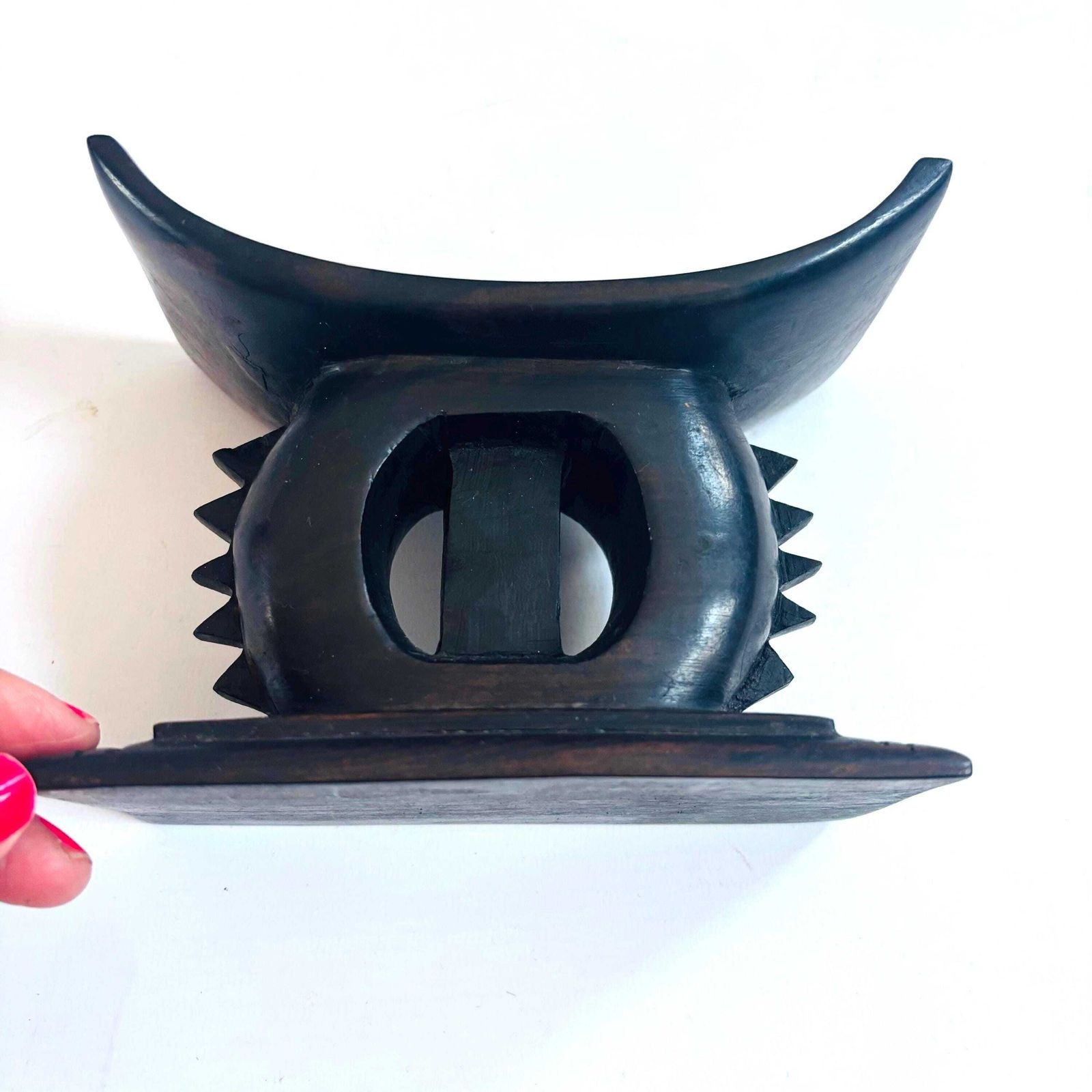 Rare Mid Century Hand Carved Ashanti Polished Hardwood Headrest – African Tribal Masterpiece 1930 photo furniture