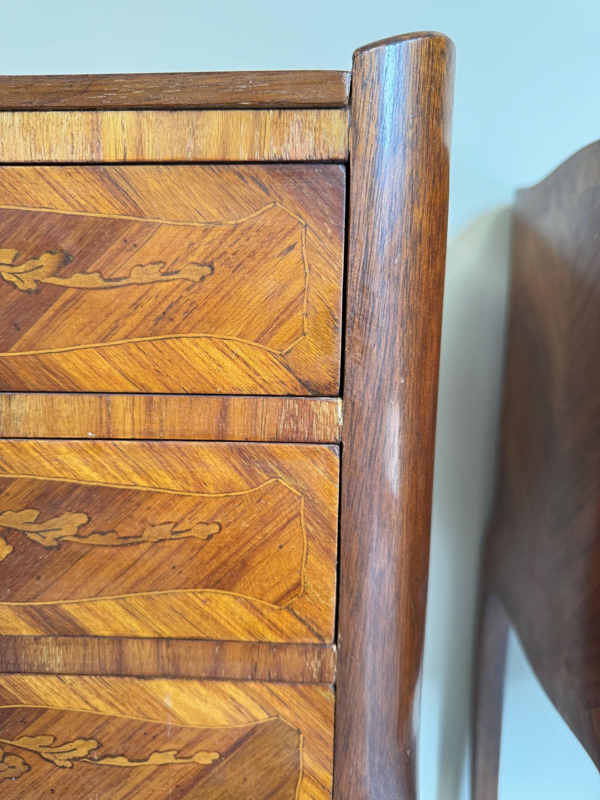 French Antique Bedside Tables Louis XV Style Marquetry Nightstands Vintage photo vintage