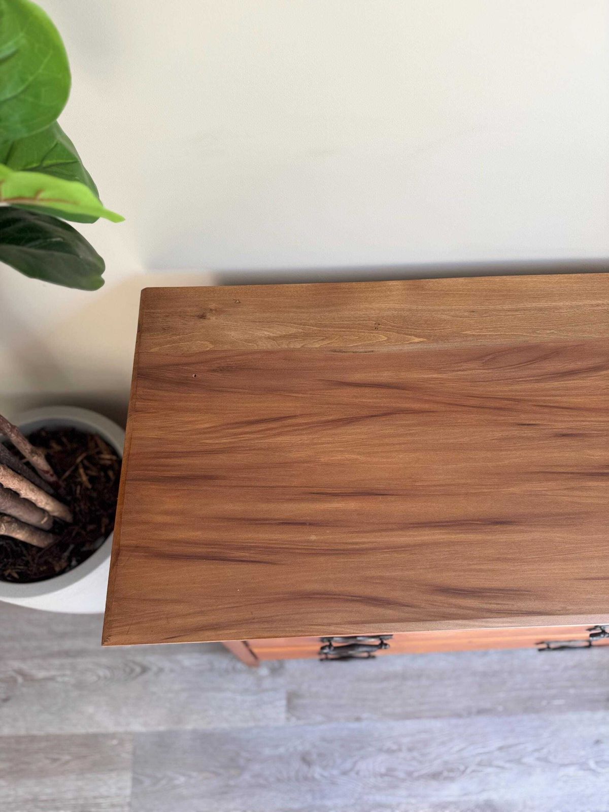 Vintage Solid Wood Chest Of Drawers With Black Metal Handles 3 Dovetail Drawers photo vinterior
