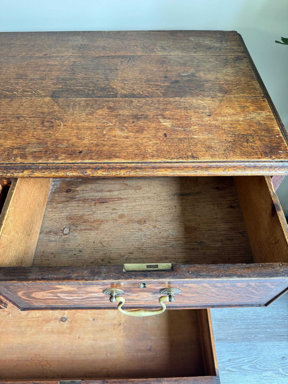 Solid Oak Wood Antique Georgian Chest Of Drawers With Metal Handles Dovetail Drawers photo furniture