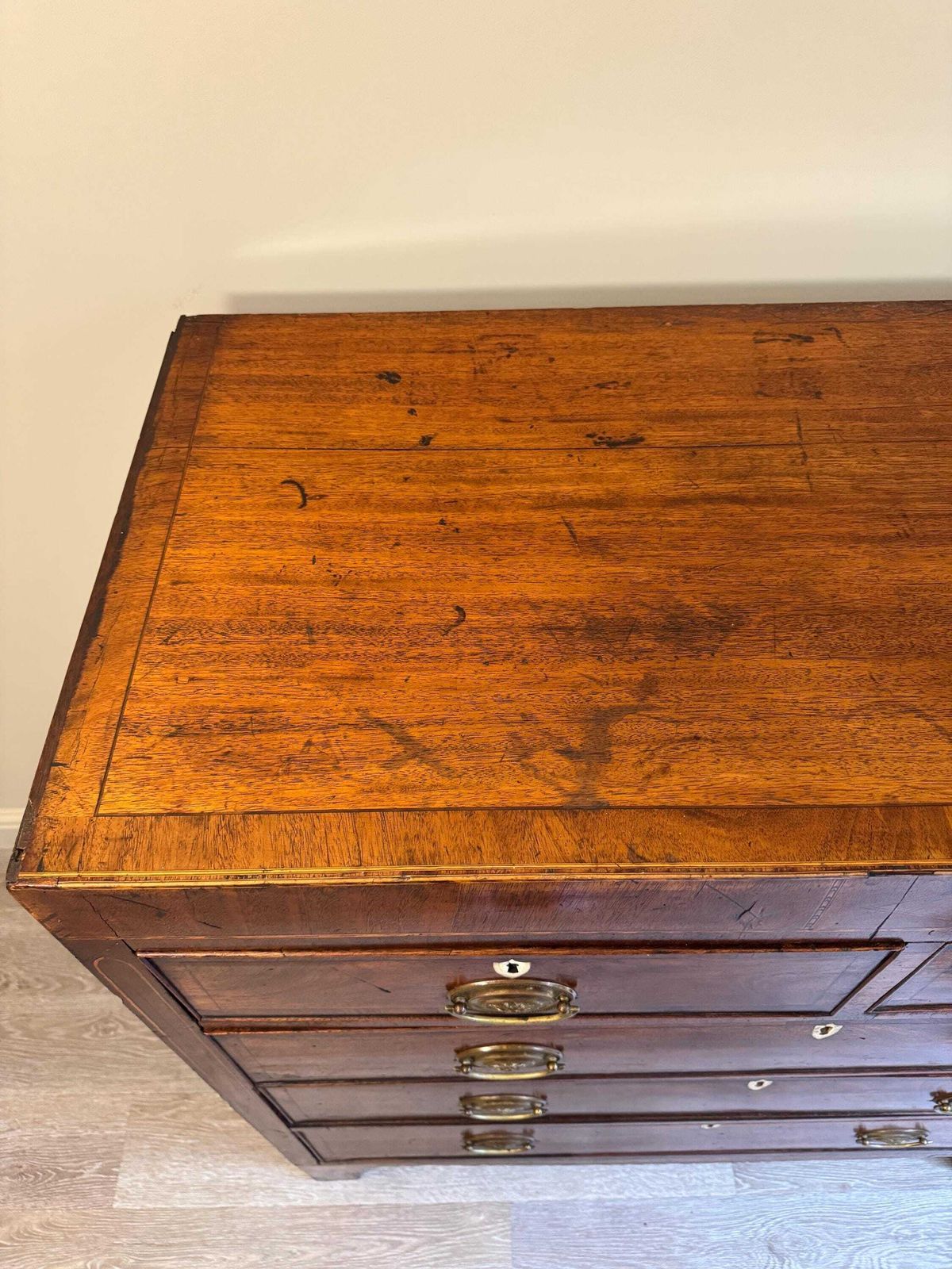Antique Georgian Mahogany Solid Wood Chest Of Drawers   5 Drawer Dresser photo vintage