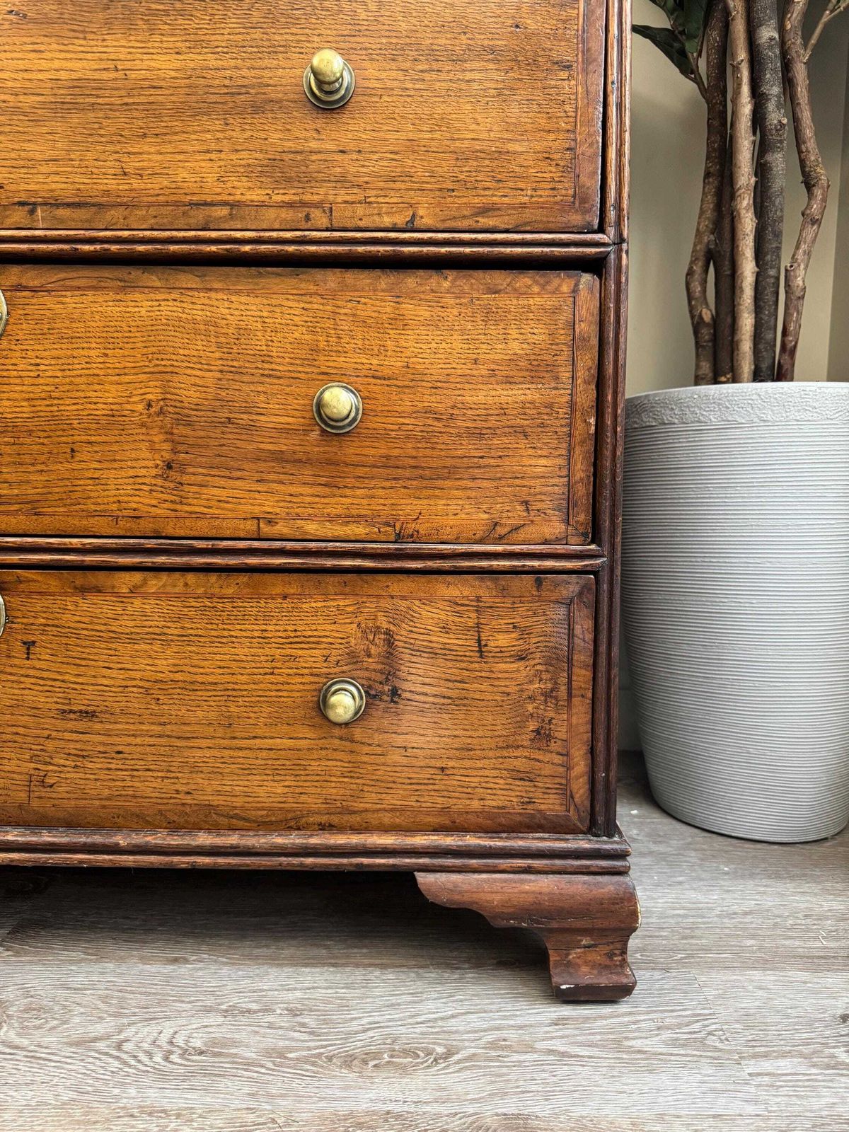 Antique Georgian Chest Of Drawers: Solid Wood Inlay, Metal Handles photo vinterior