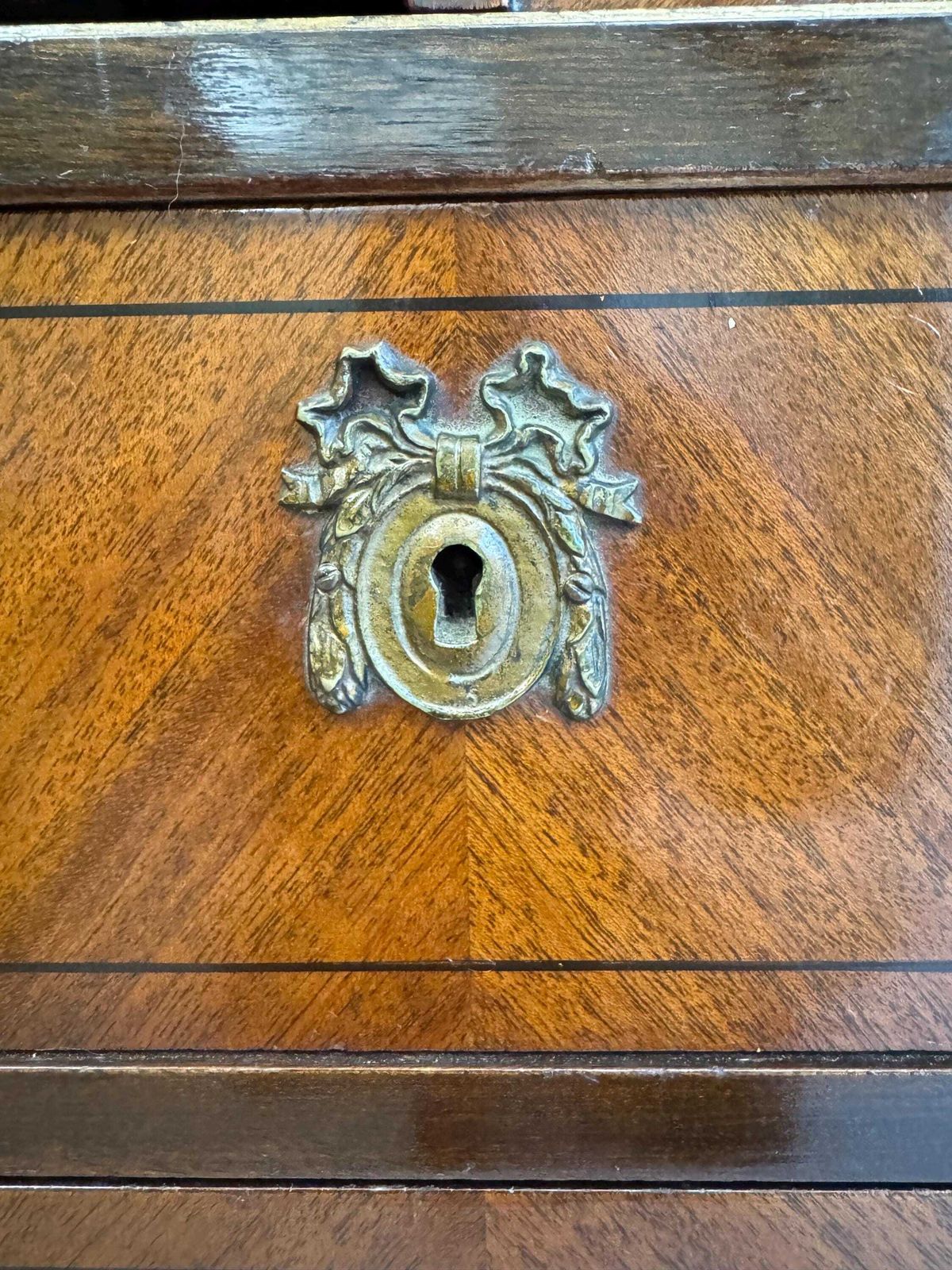 photo for sale Edwardian Vintage Wooden Linen Press Cabinet With Key
