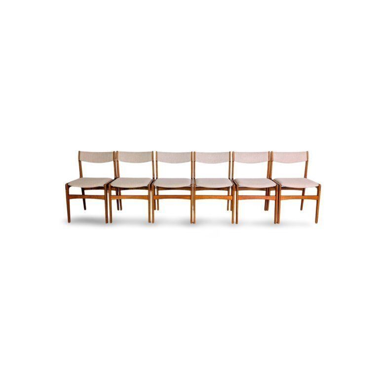 Original 6 Piece Set Of Erik Buch Chairs, Mid Century Style, Teak Vintage