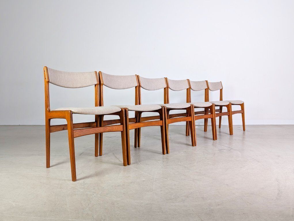 Original 6 Piece Set Of Erik Buch Chairs, Mid Century Style, Teak Vintage photo Furniture