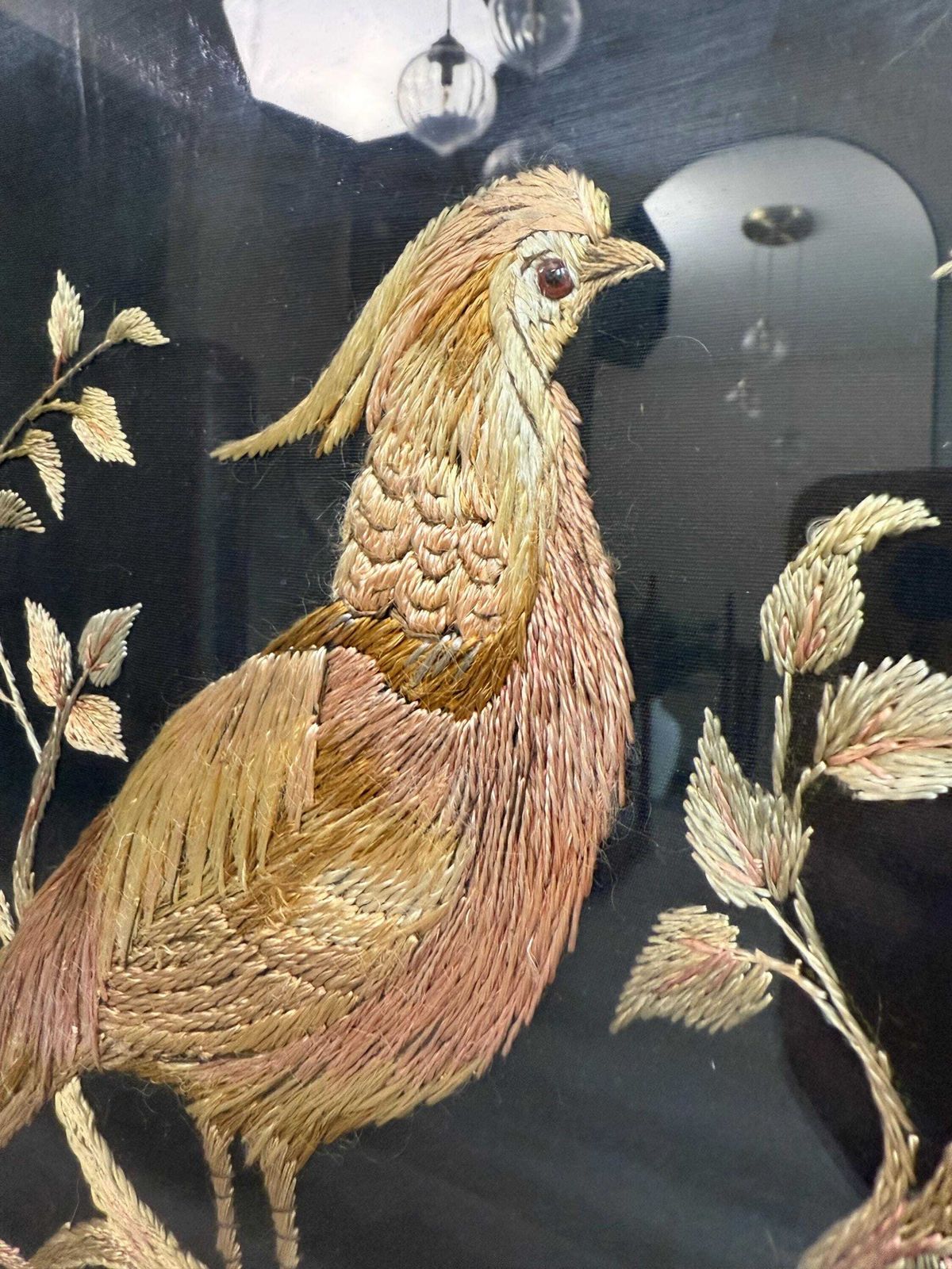 Vintage Pheasant Embroidered Large Fire Guard Screen Living Room Colourful photo buy