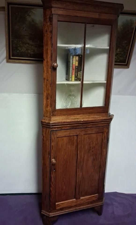 Antique Corner Cabinet Unusually Narrow Sourced From A Welsh Cottage