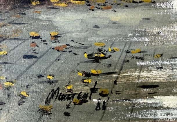 Jordi Junyent Las Ramblas Barcelona Flower Market Street Scene Painting Urban Impressionist 1988 photo furniture