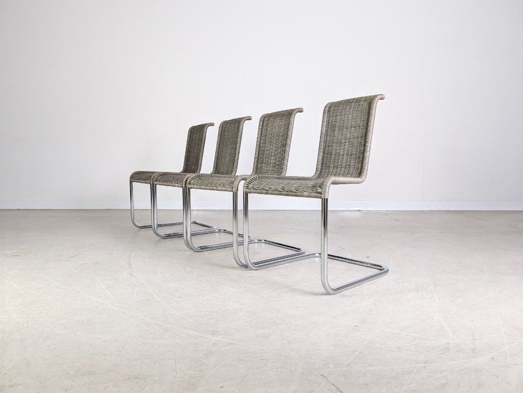 Original 4 Piece Set Of Tecta Cantilever Chairs B20 Jean Prouve, Grey photo 1731.0