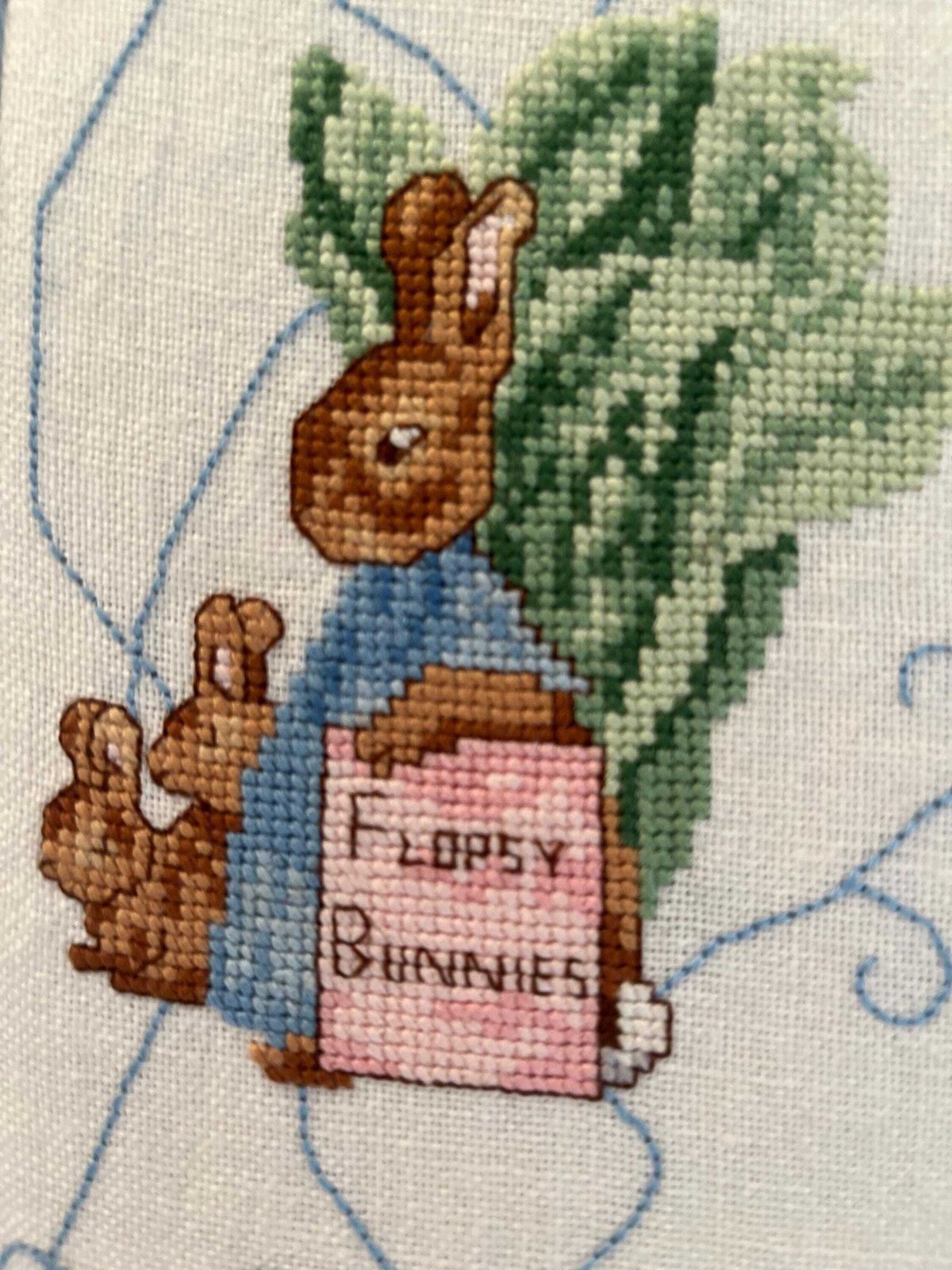 125.0 Vintage Hand Embroidered Peter Rabbit & Friends Height Chart Children's Wall Hanging Tapestry photo