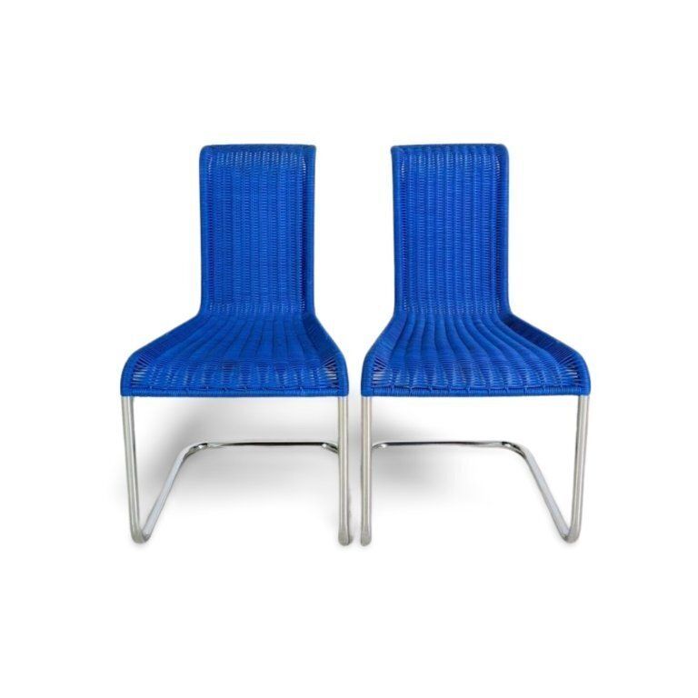 Original 2 Piece Set Tecta Cantilever Chairs B20 Jean Prouve Cantilever Chair Blue