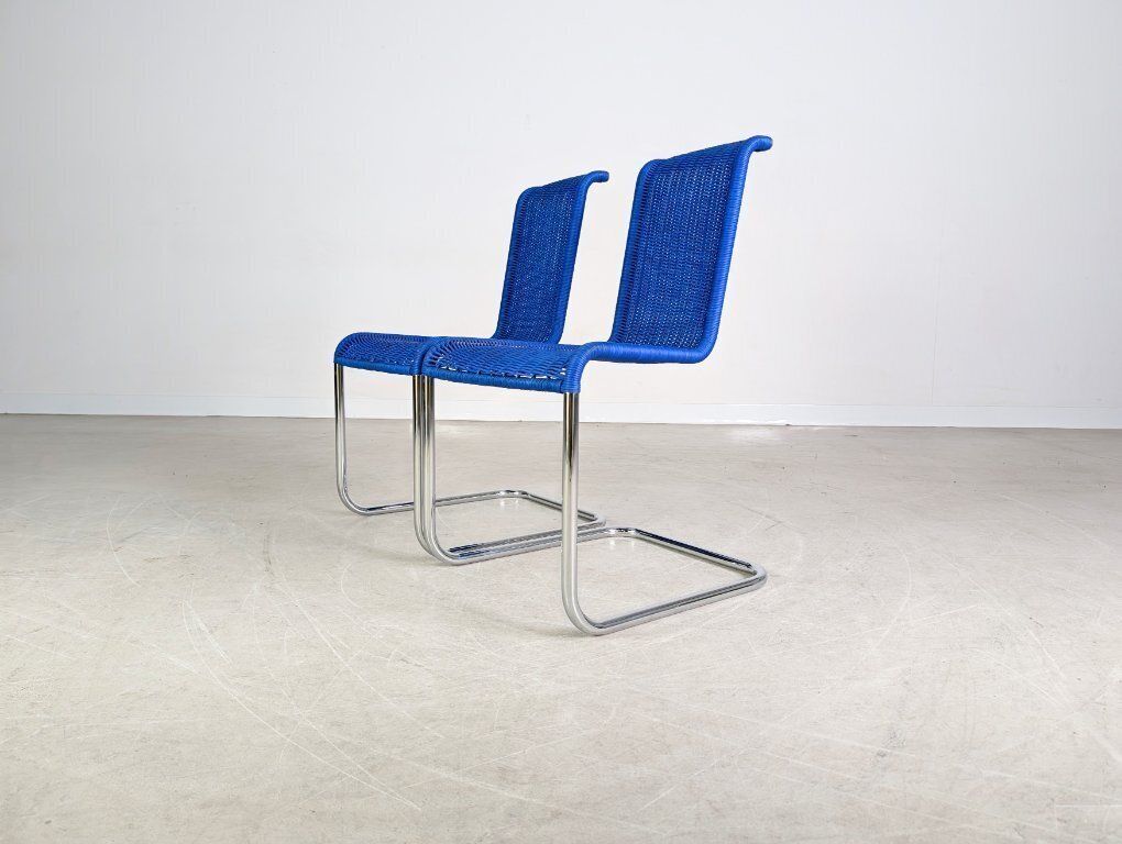 Original 2 Piece Set Tecta Cantilever Chairs B20 Jean Prouve Cantilever Chair Blue photo 921.0