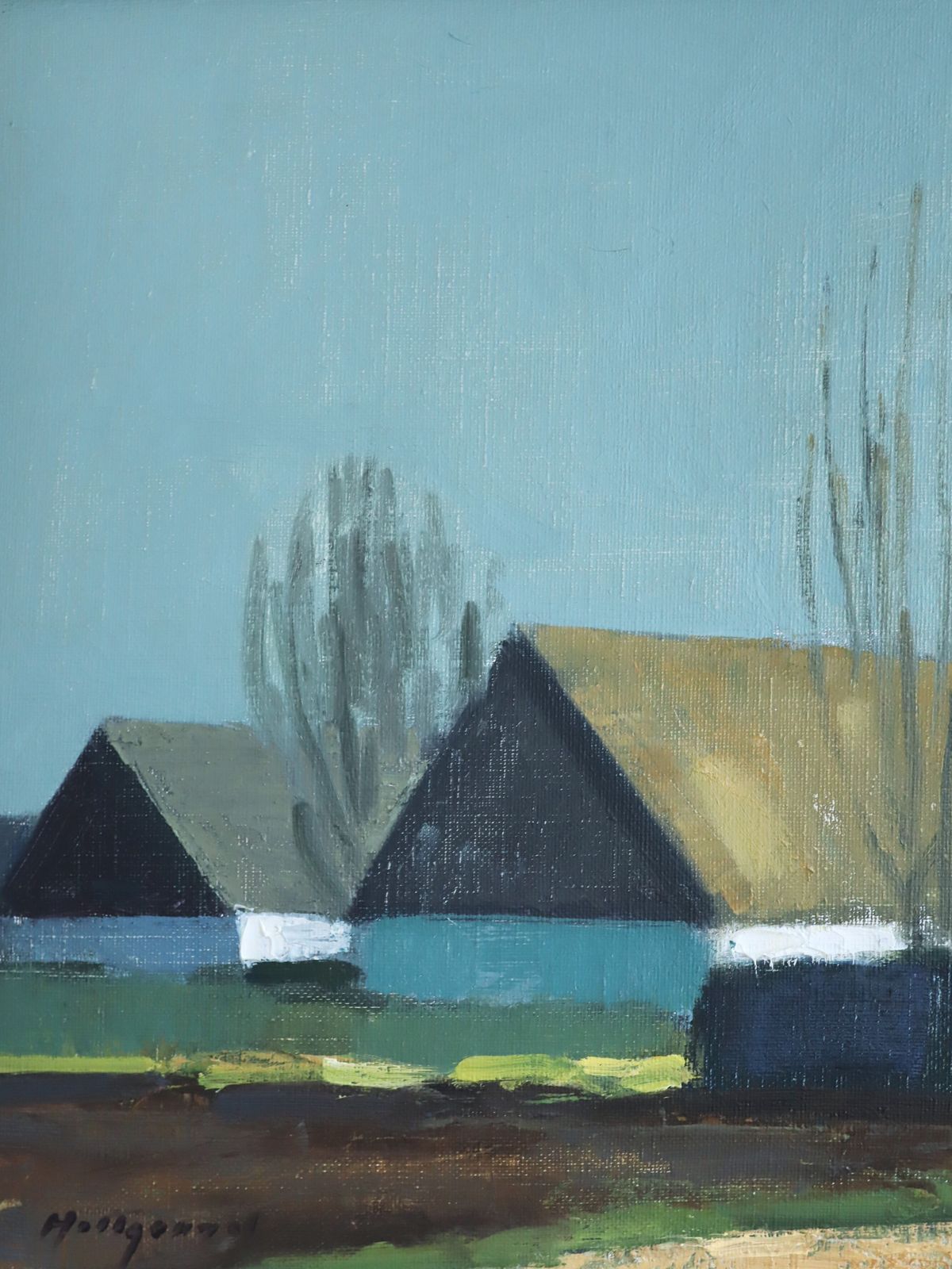 Quiet Farmstead  Oil Painting, Mid 20th Century photo buy