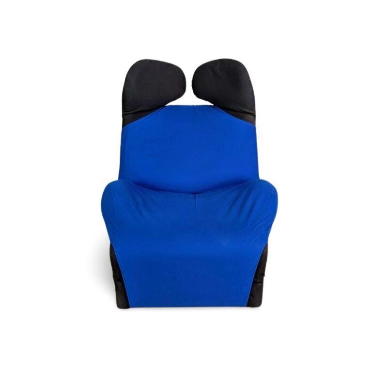 Original Cassina Wink Chair Toshiyuki Kita Black Blue Fabric