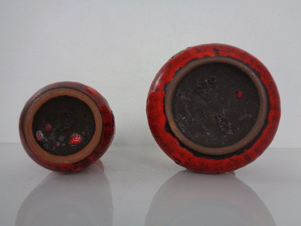 photo buy Red Lava Ceramic Vases From Gräflich Ortenburg 1960s Set Of 2