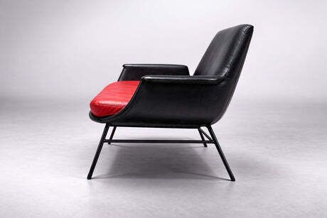 Mid Century Leren Tweezitsbank, Jaren 1960, Tsjecho Slowakije photo for sale