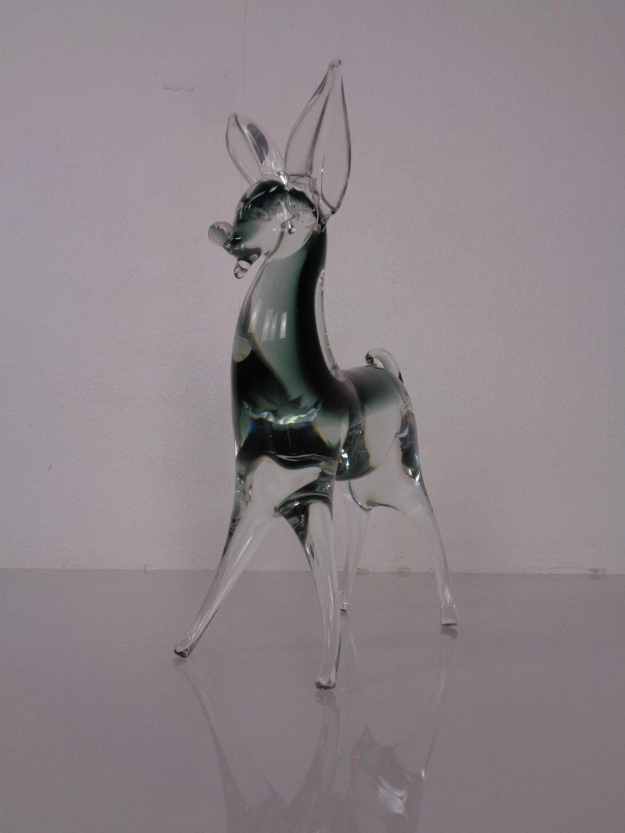 photo furniture Large Murano Glass Deer  Italy 1970s