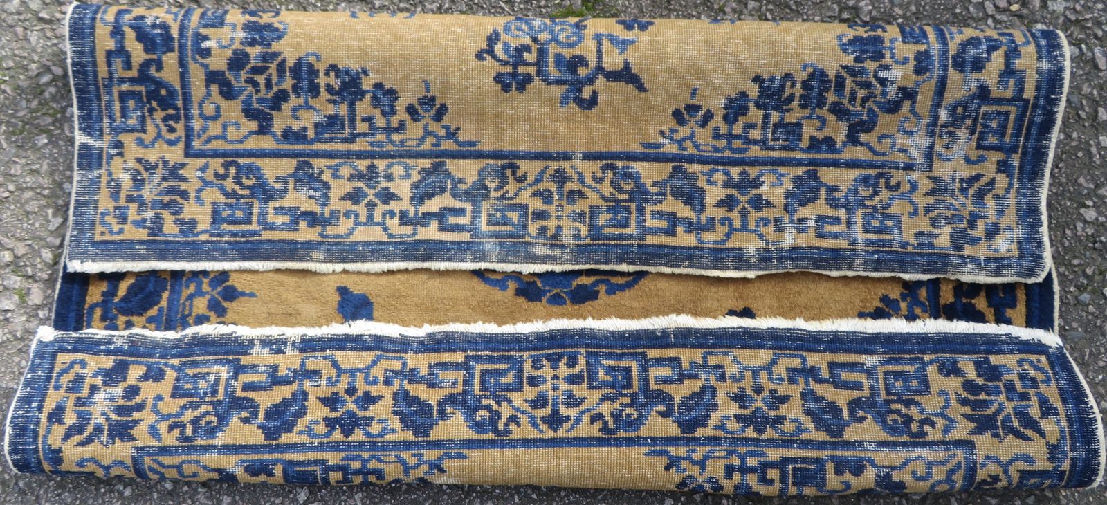 photo furniture Antique Chinese Ningxia Mat Rug. 104cm X 110cm.