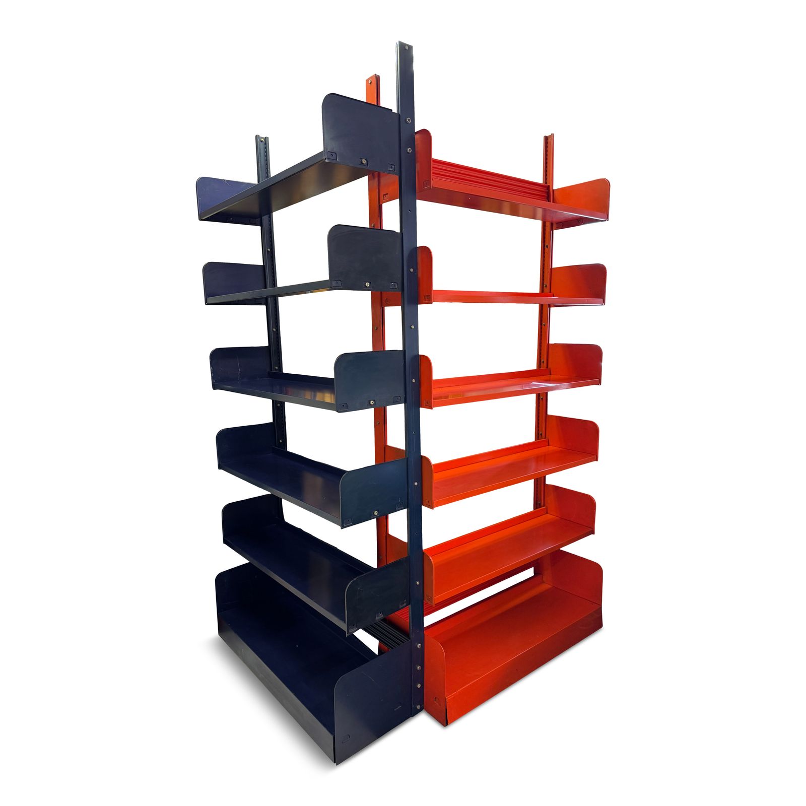 Industrial Congresso Bookcase Or Shelving System In Blue Steel By Lips Vago, photo buy