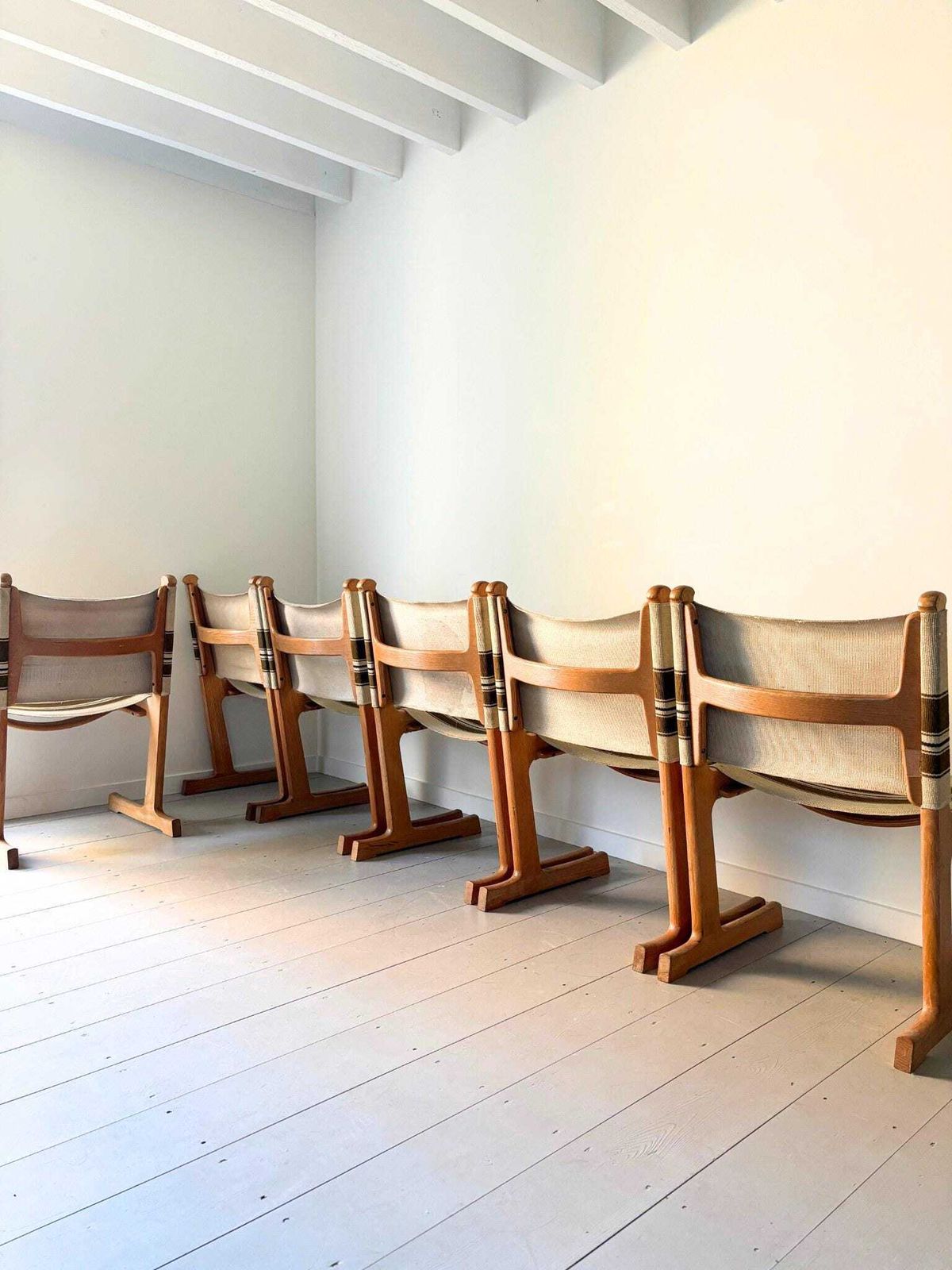 Mid Century Danish Dining Chairs With Fabric Sling Seats, By France & Son photo buy