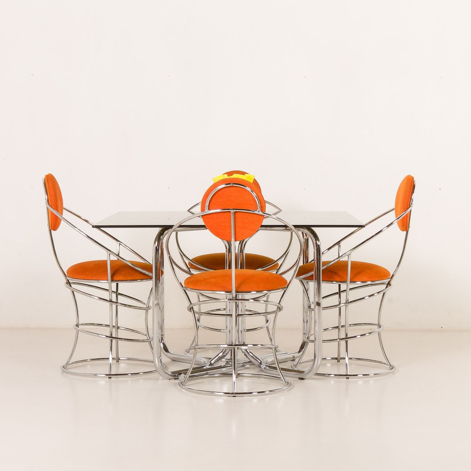 Italian Space Age Dining Table With 4 Chairs Atrr. To Giotto Stoppino, 1970s photo Furniture