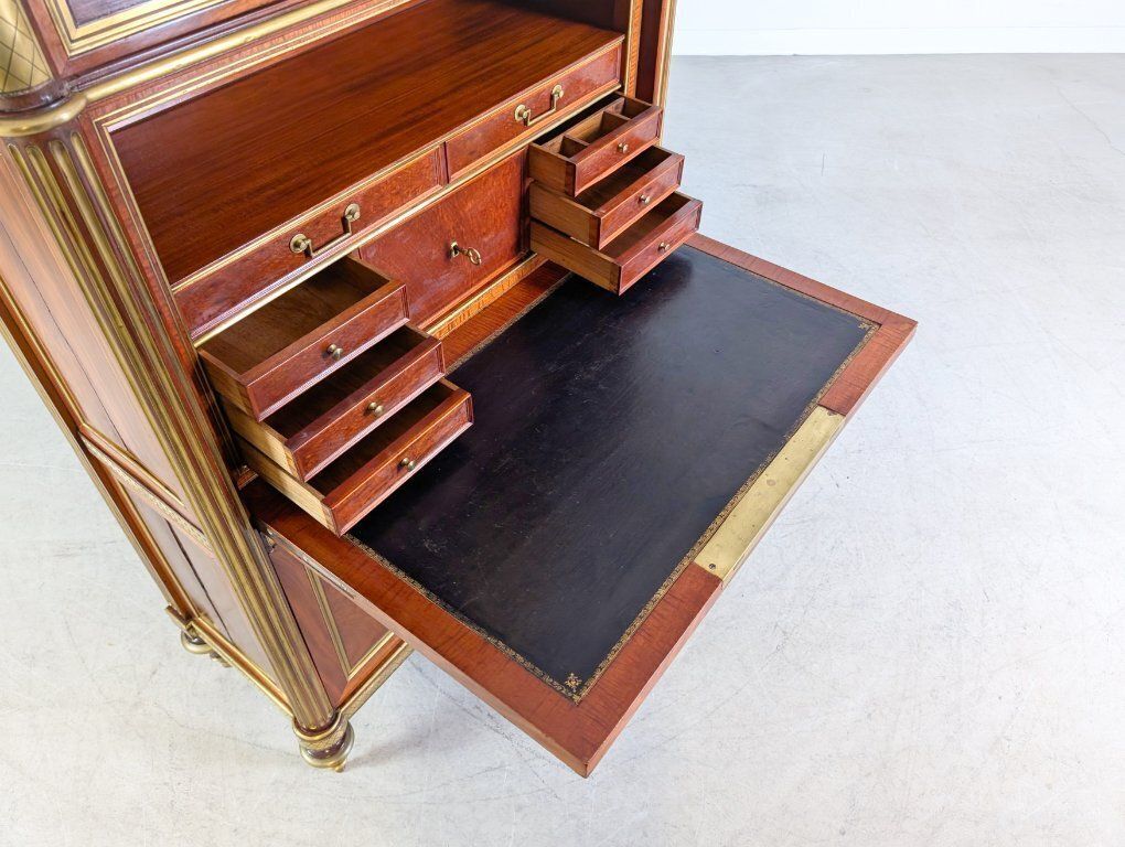 Furniture Original Louis XVI Chest Of Drawers/Secretary, Mahogany, Brass photo