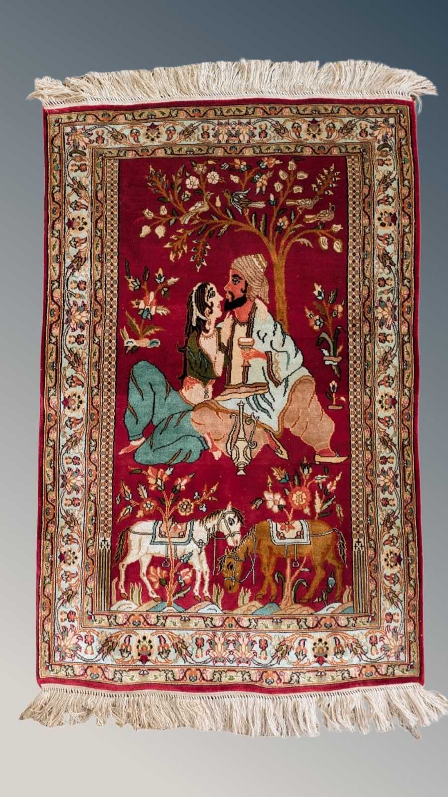 Indian Silk Pictorial Rug Carpet