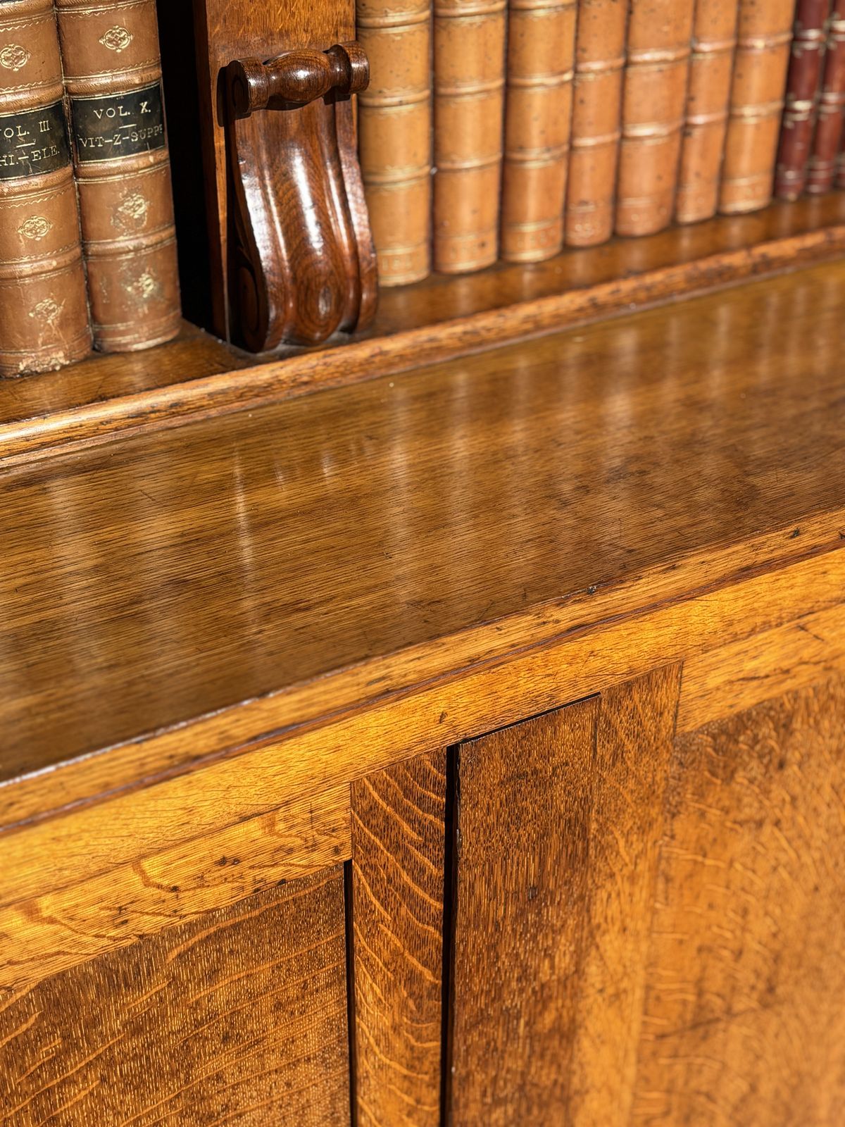 photo furniture Early 19th Century William IV Period Tall Oak Open Library Bookcase