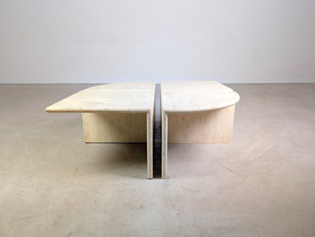 Set Of 4 Italian Mid Century Coffee Tables, Travertine, 1970s Vintage photo for sale