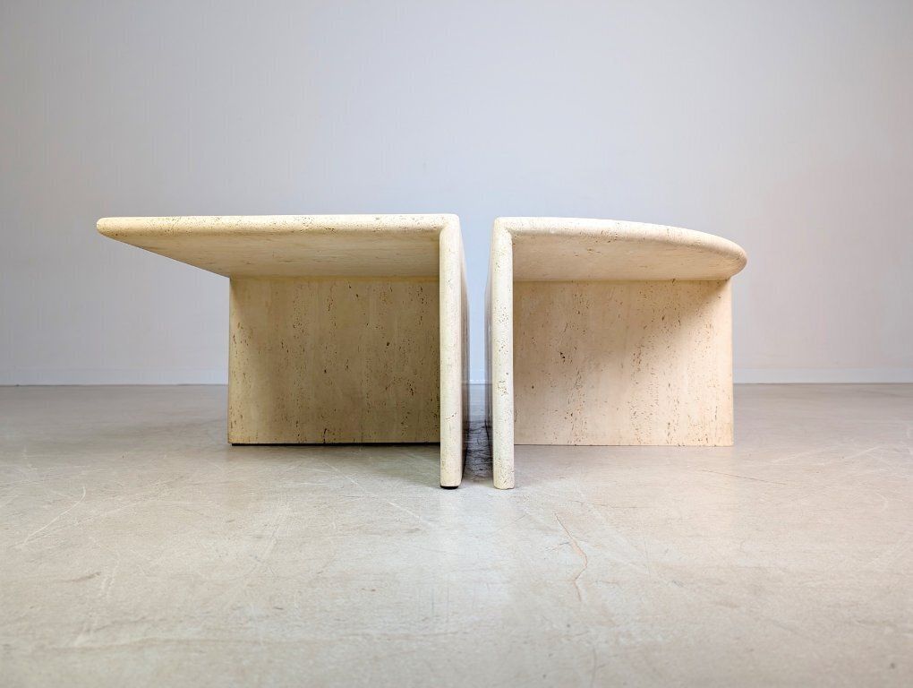 Set Of 4 Italian Mid Century Coffee Tables, Travertine, 1970s Vintage photo 1731.0