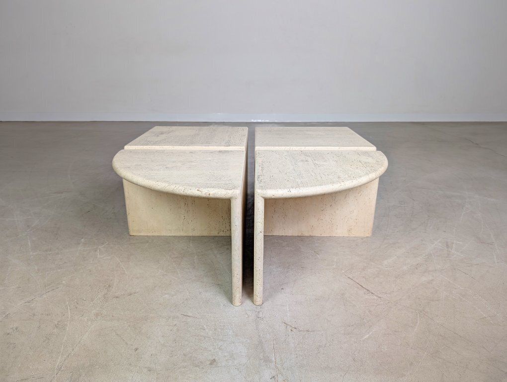 photo furniture Set Of 4 Italian Mid Century Coffee Tables, Travertine, 1970s Vintage