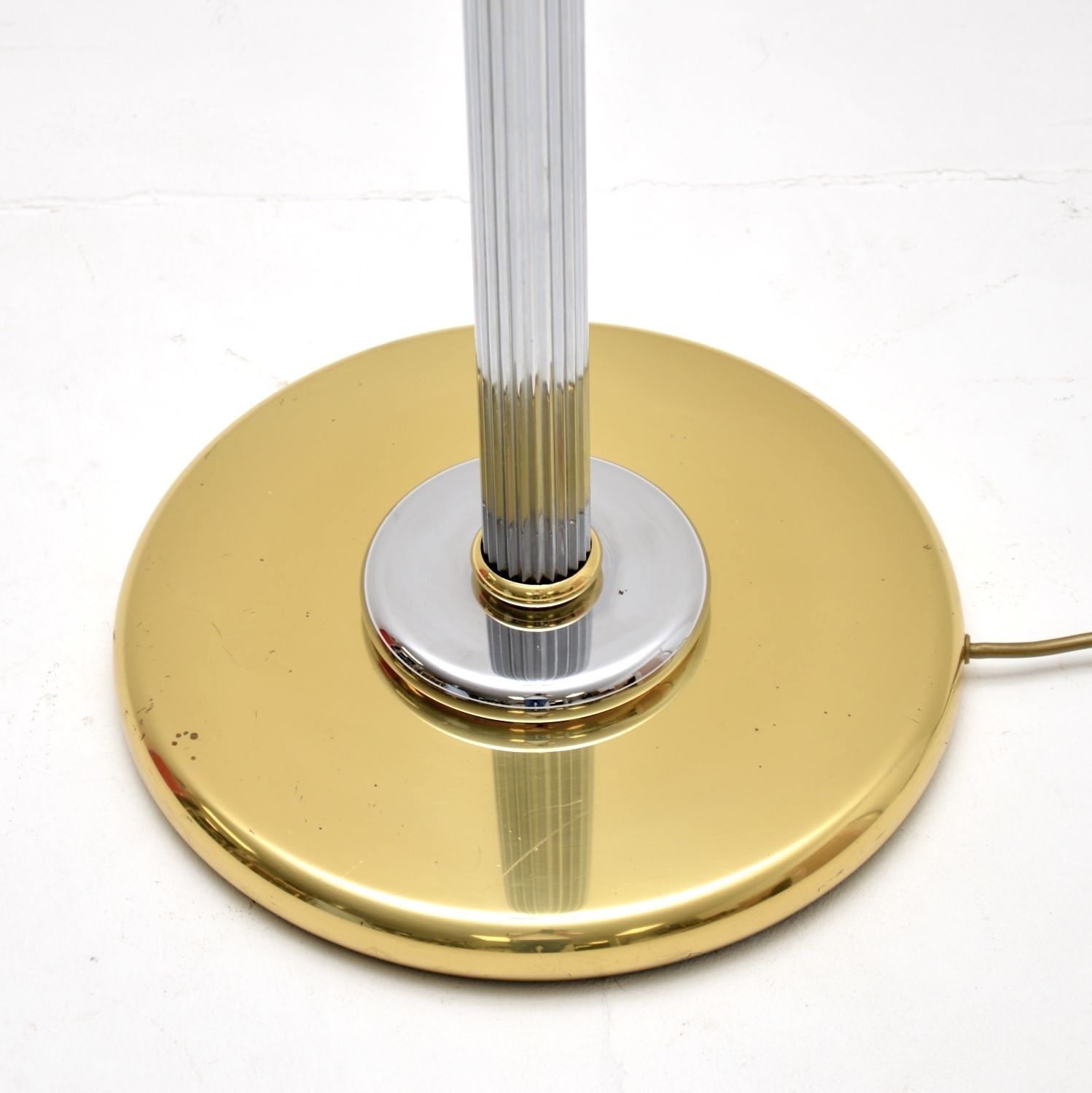 Vintage French Brass And Chrome Floor Lamp By Le Dauphin photo for sale