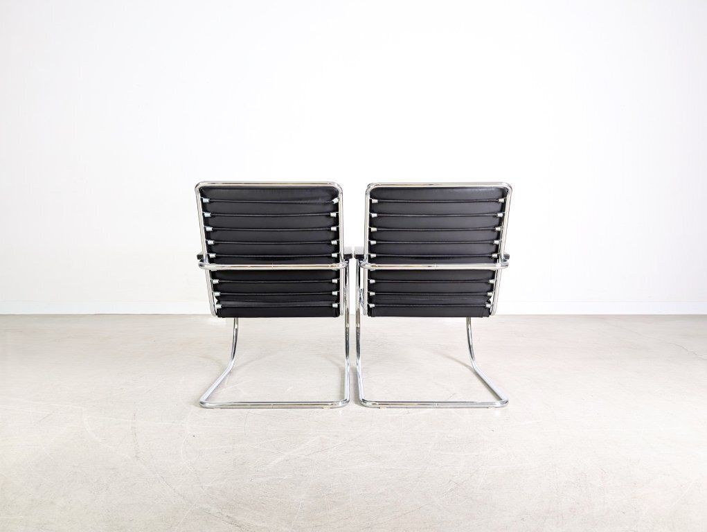 2x Ks 46 Midcentury Armchair Thonet Anton Lorenz Leather Black photo vinterior