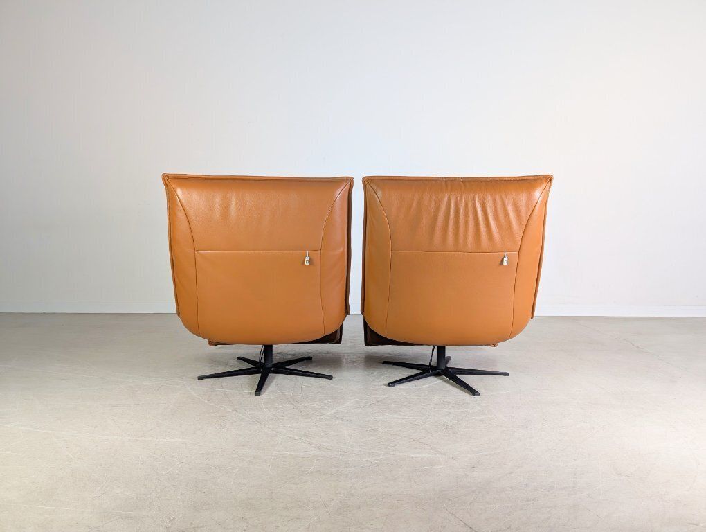 2x Koinor Epos Free Motion Armchairs, Cognac Brown Leather, Design photo vinterior