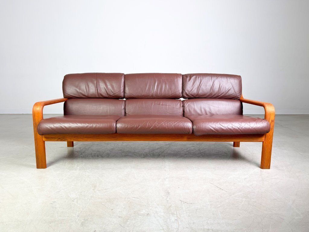 Midcentury Three Seater Sofa Couch L.Olsen & Son Teak Vintage Design photo for sale
