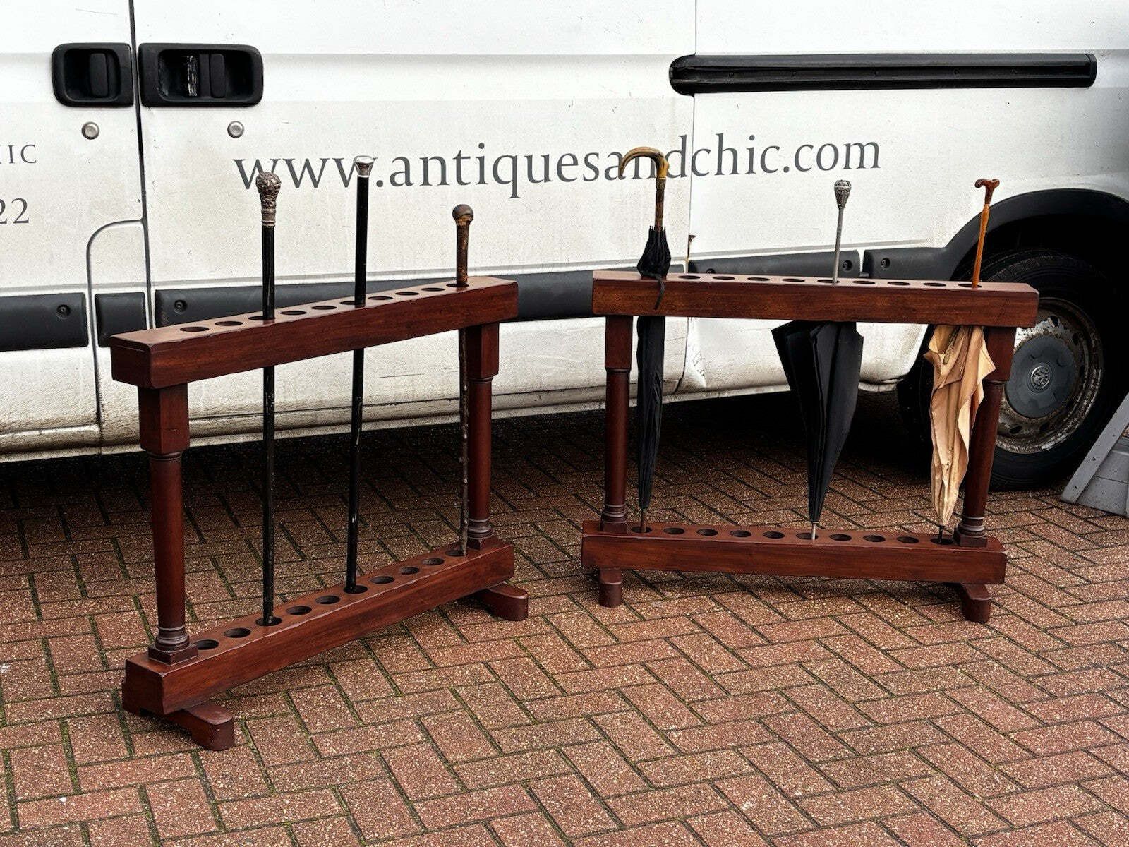 Country House Pair Of Mahogany Walking Stick Stands. Each Holds 10. photo buy
