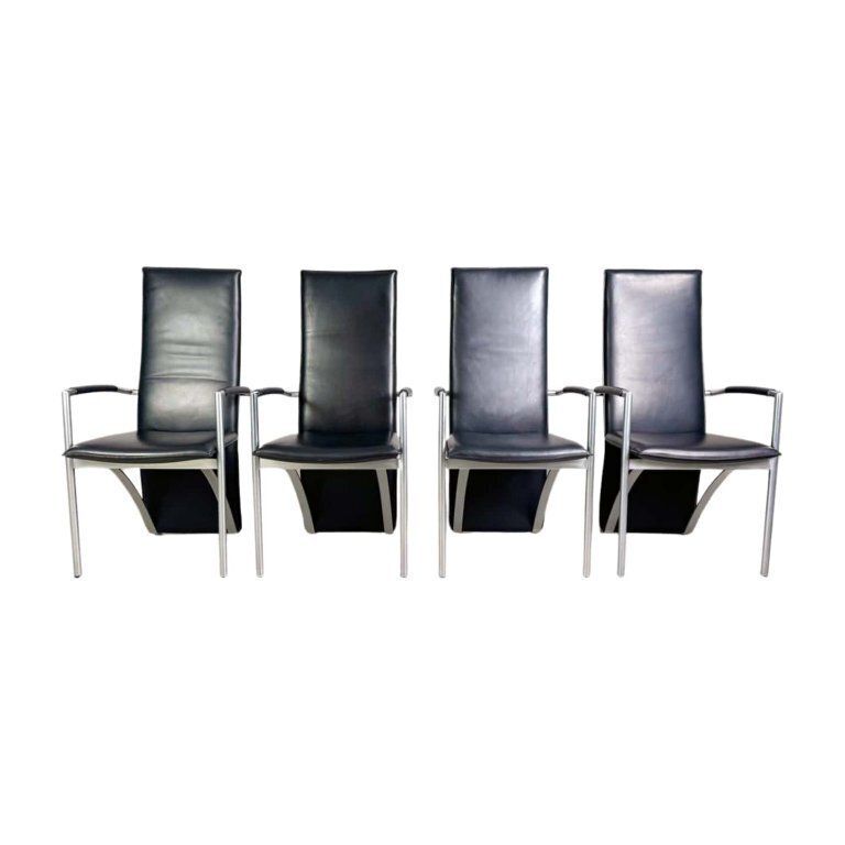 Set Of 4 Ronald Schmitt Rst 4 Chairs Leather Design Chair With Armrests