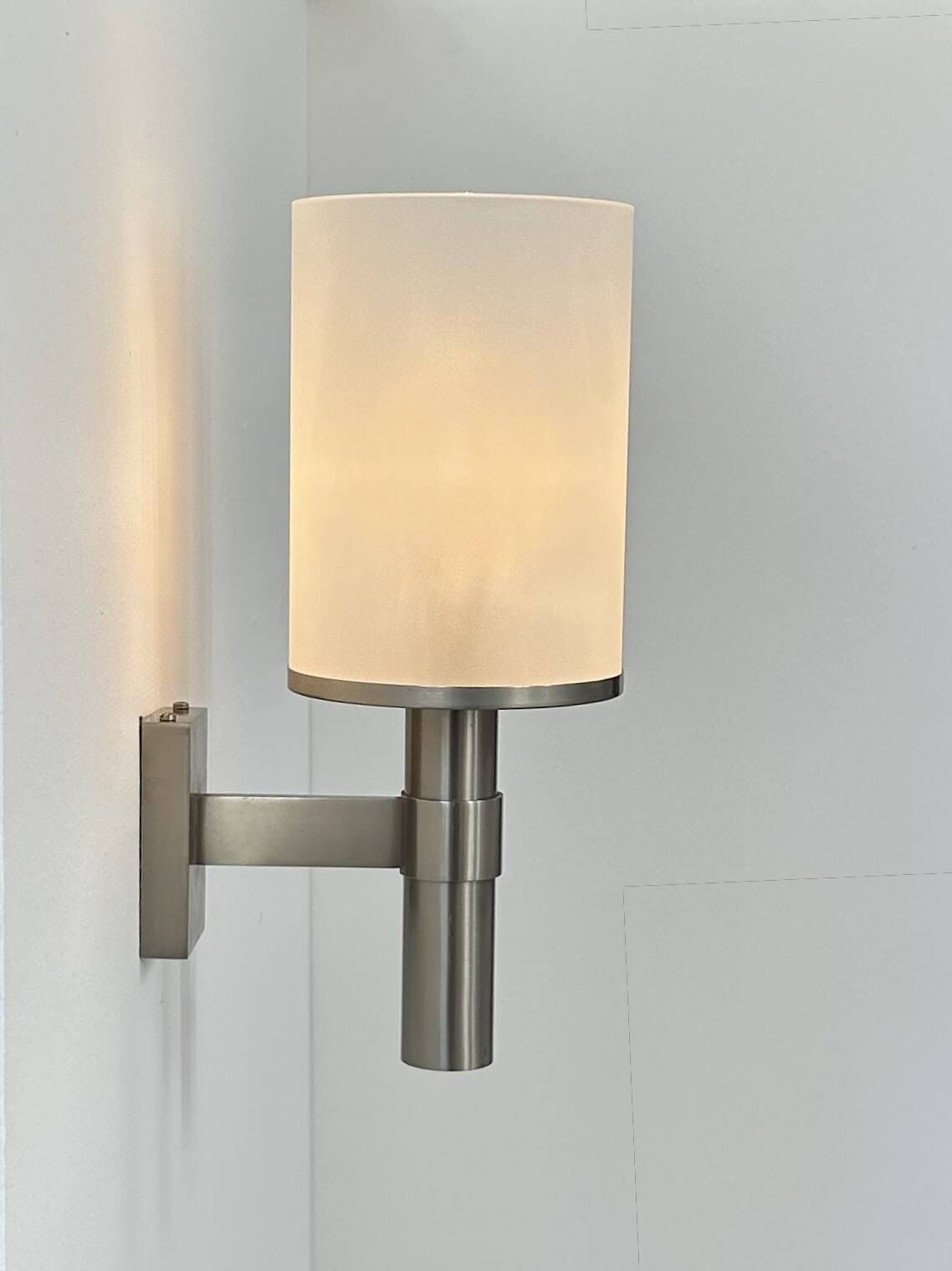 Perzel Wall Light, Model 1141 Bis, Metal And Opaline Glass, France, 1960 photo Lighting