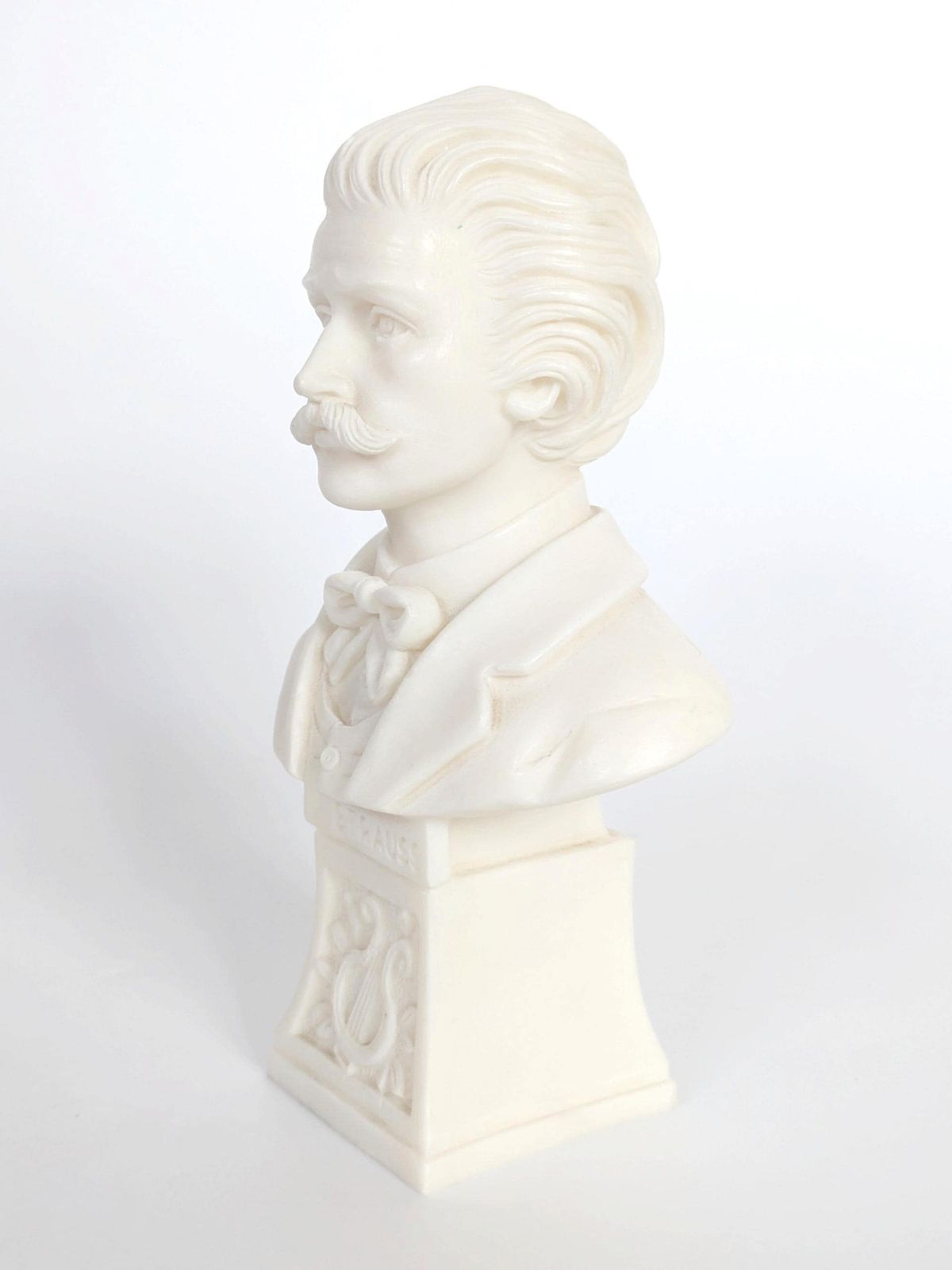 photo buy Vintage Alabaster Bust Of Johann Strauss, Italian Handcrafted Sculpture, 1980s Signed A. Lucchesi