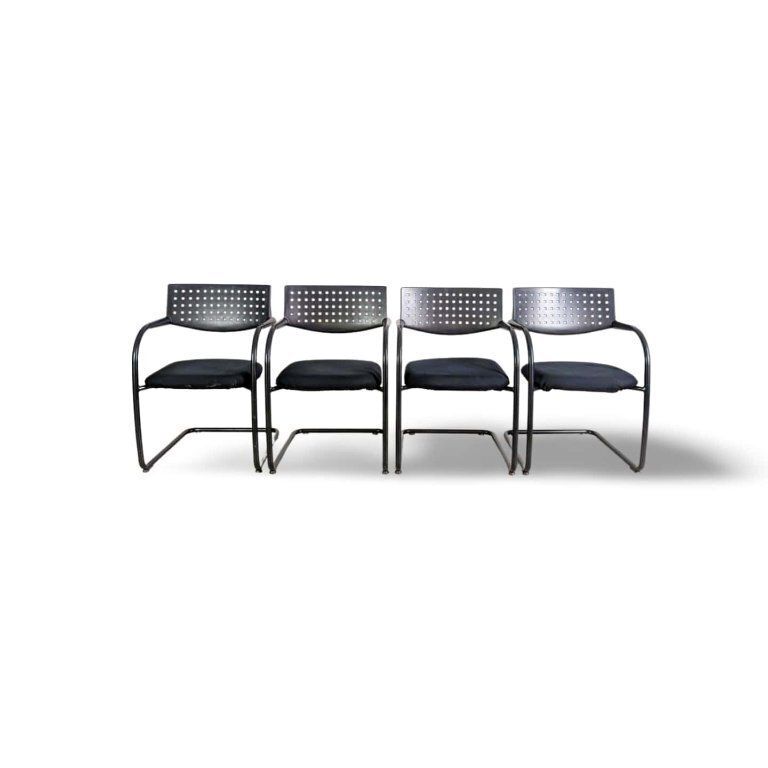Set Of 4 Vitra Visavis Chairs, Design Cantilever Armchairs